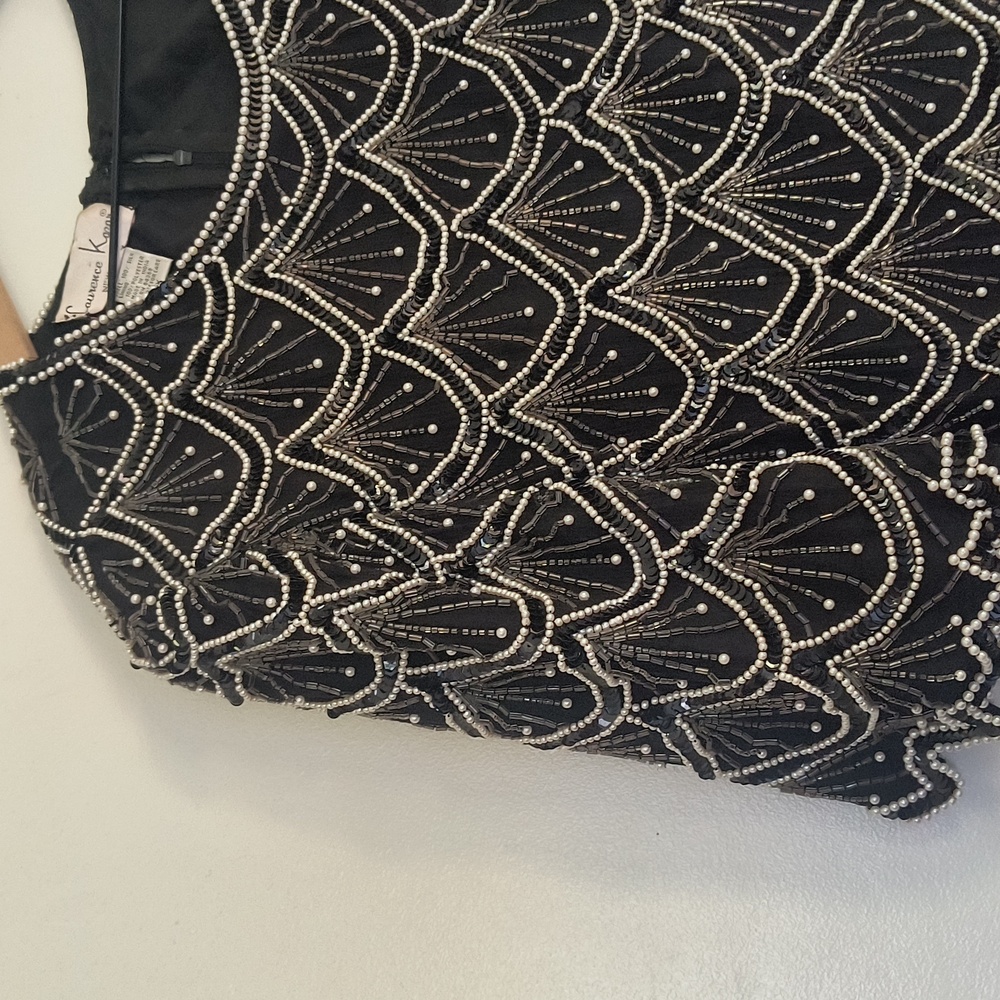 Vintage Laurence Kazar 100% Silk Black and White Beaded Pearl Blouse Sz 3X Women - Picture 4 of 17